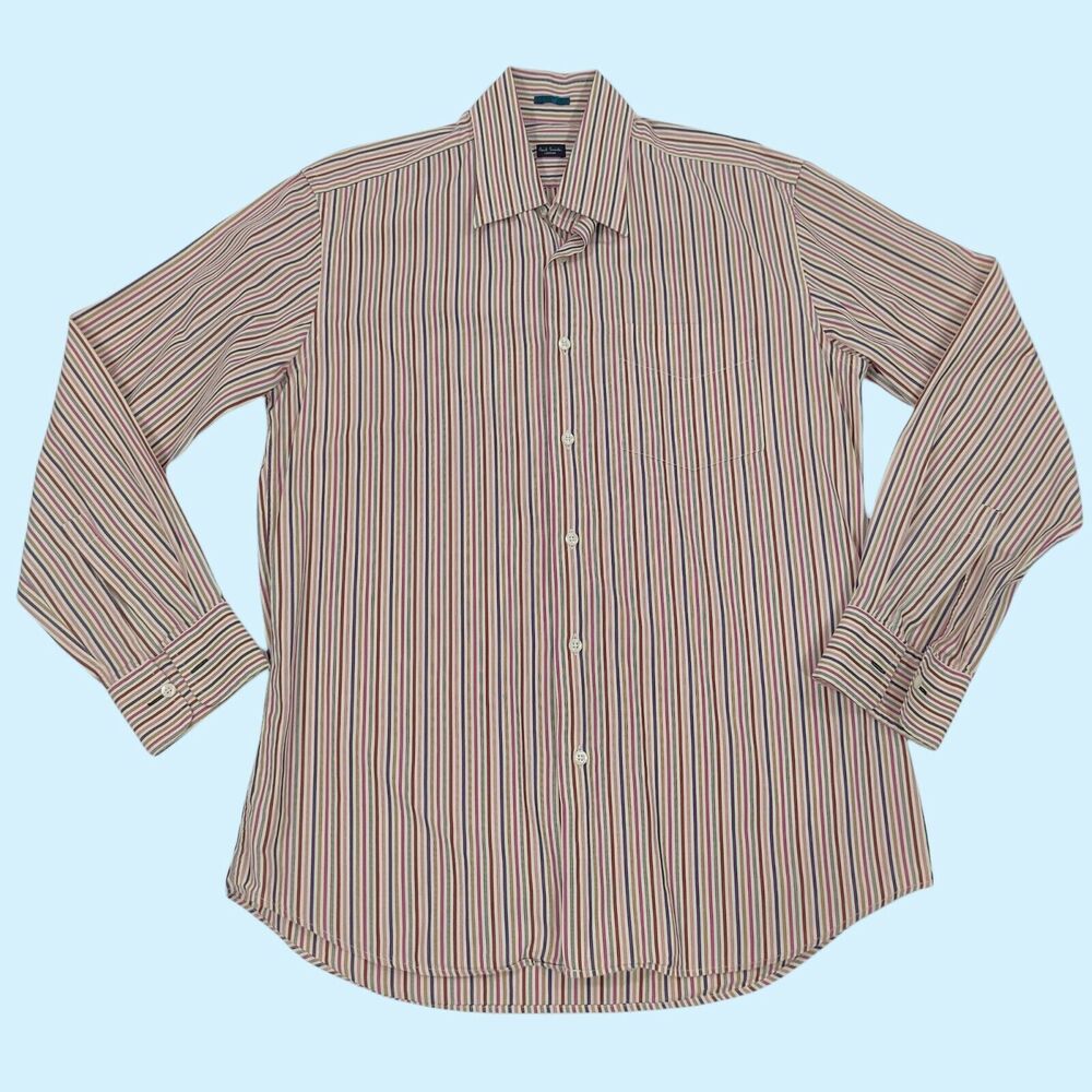 Paul Smith Striped Multicolor Long Sleeve Button Front‎ Shirt Men's 16 41